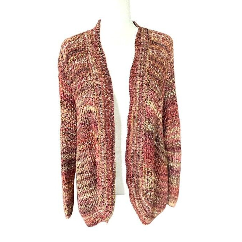 Chico’s Marled Yarn Knit Open Front Cardigan Sweater Size 3 Large Multicolored‎